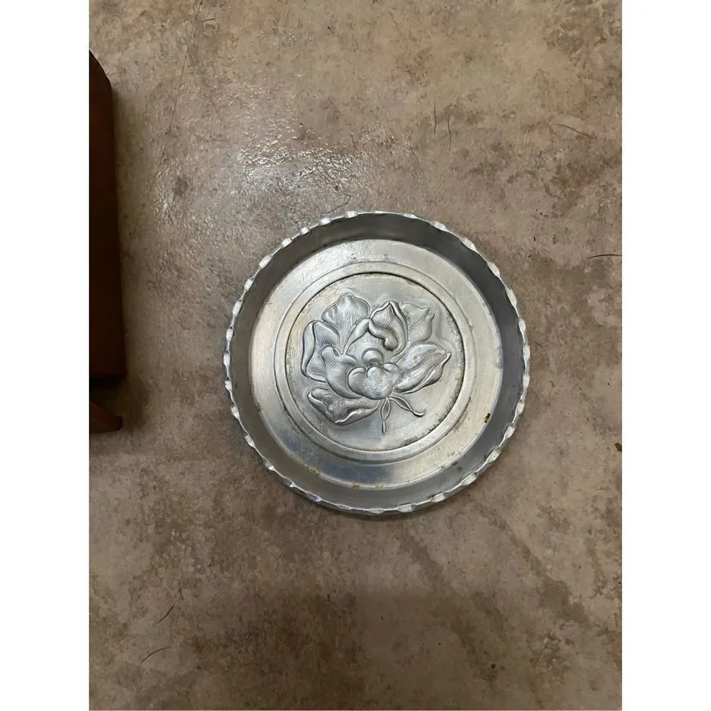 Vintage pewter cup holder with case